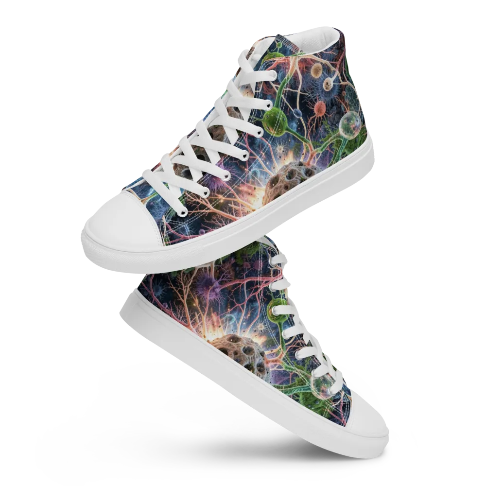 Cellular Cosmos on Men's High Top Canvas Shoes — Front