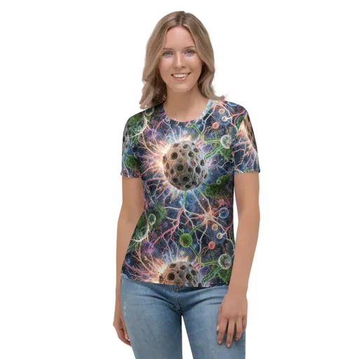 Cellular Cosmos on a Women's Crew Neck T-Shirt