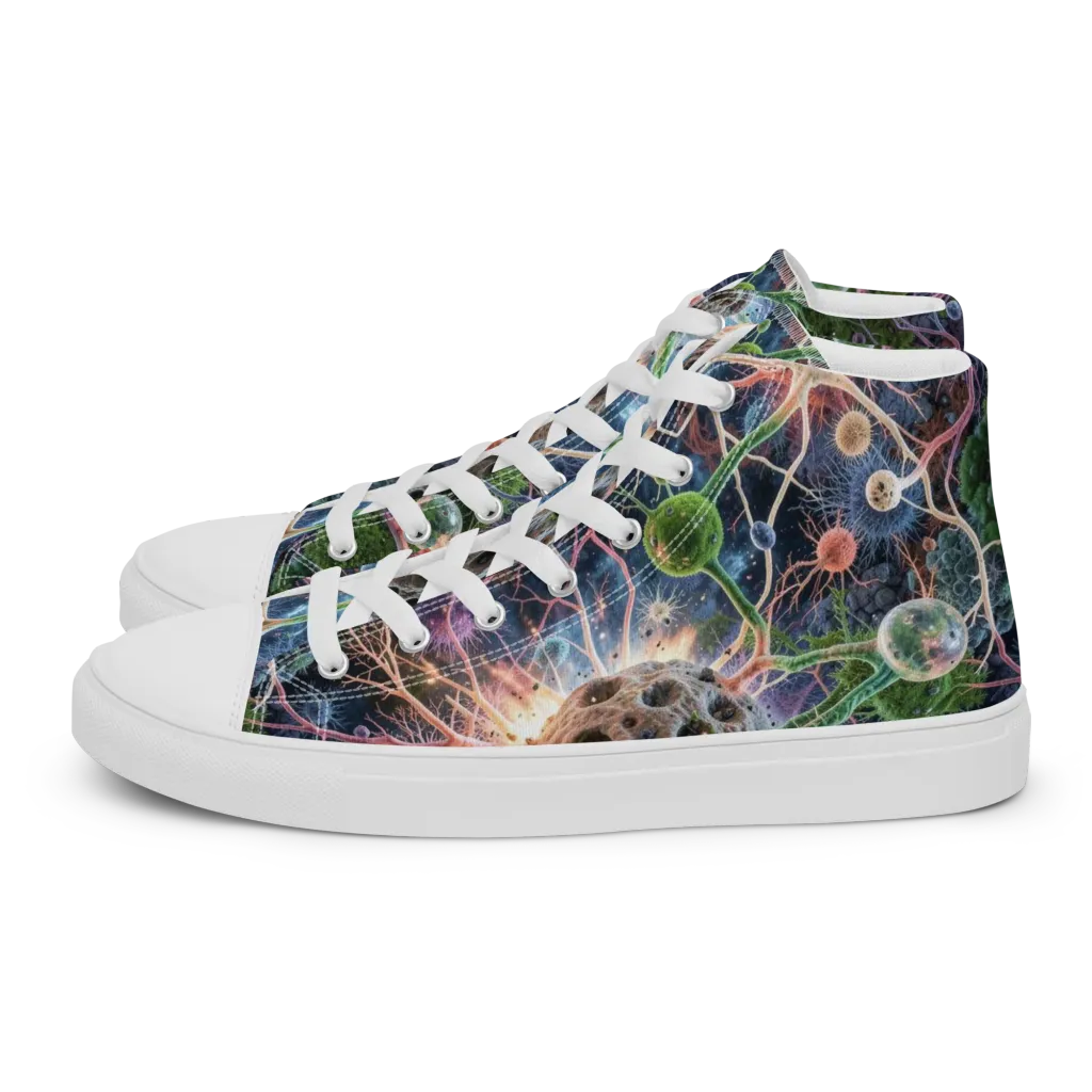 Cellular Cosmos on Women's High Top Canvas Shoes — Left