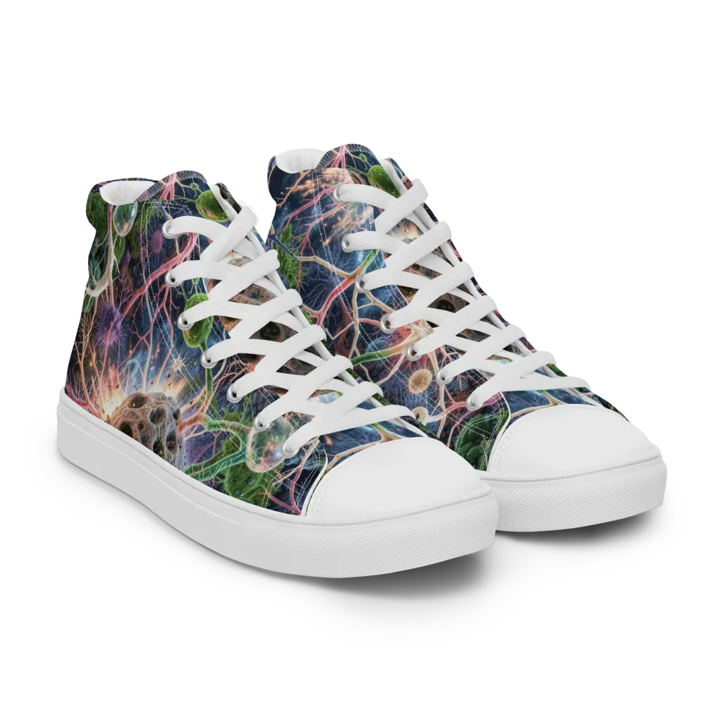 Cellular Cosmos on Women's High Top Canvas Shoes — Right Front