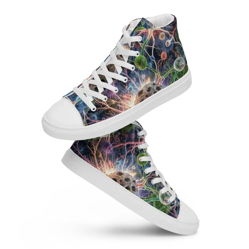 Cellular Cosmos on Women's High Top Canvas Shoes — Front