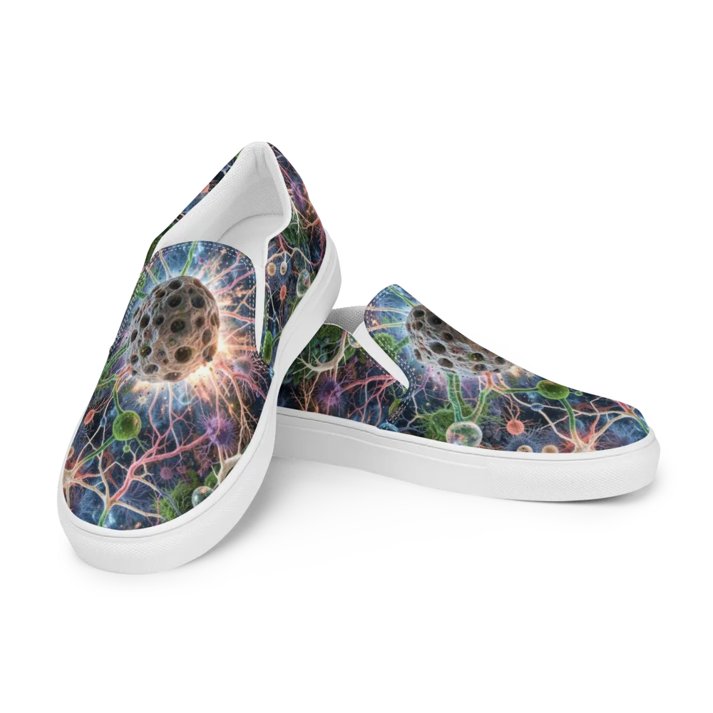 Cellular Cosmos on Men's Slip-On Canvas Shoes — Left Front