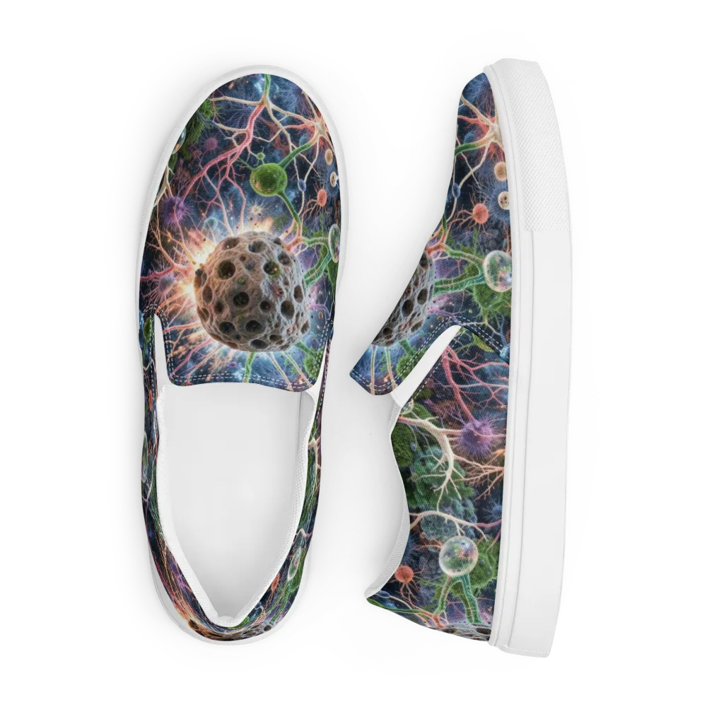 Cellular Cosmos on Men's Slip-On Canvas Shoes — Front