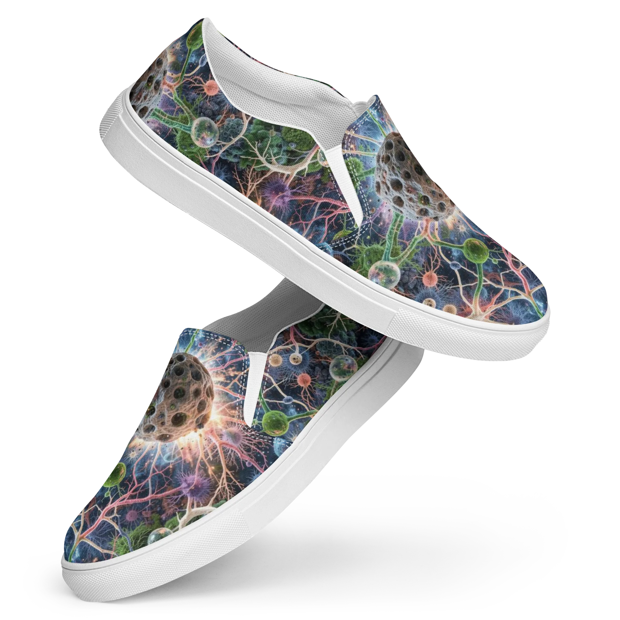 Cellular Cosmos on Women's Slip-On Canvas Shoes — Front