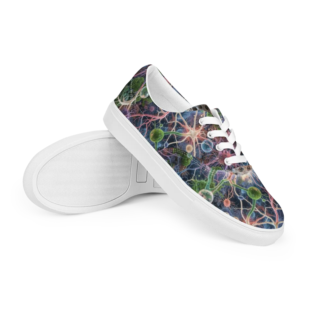Cellular Cosmos on Men's Lace-Up Canvas Shoes — Right Front