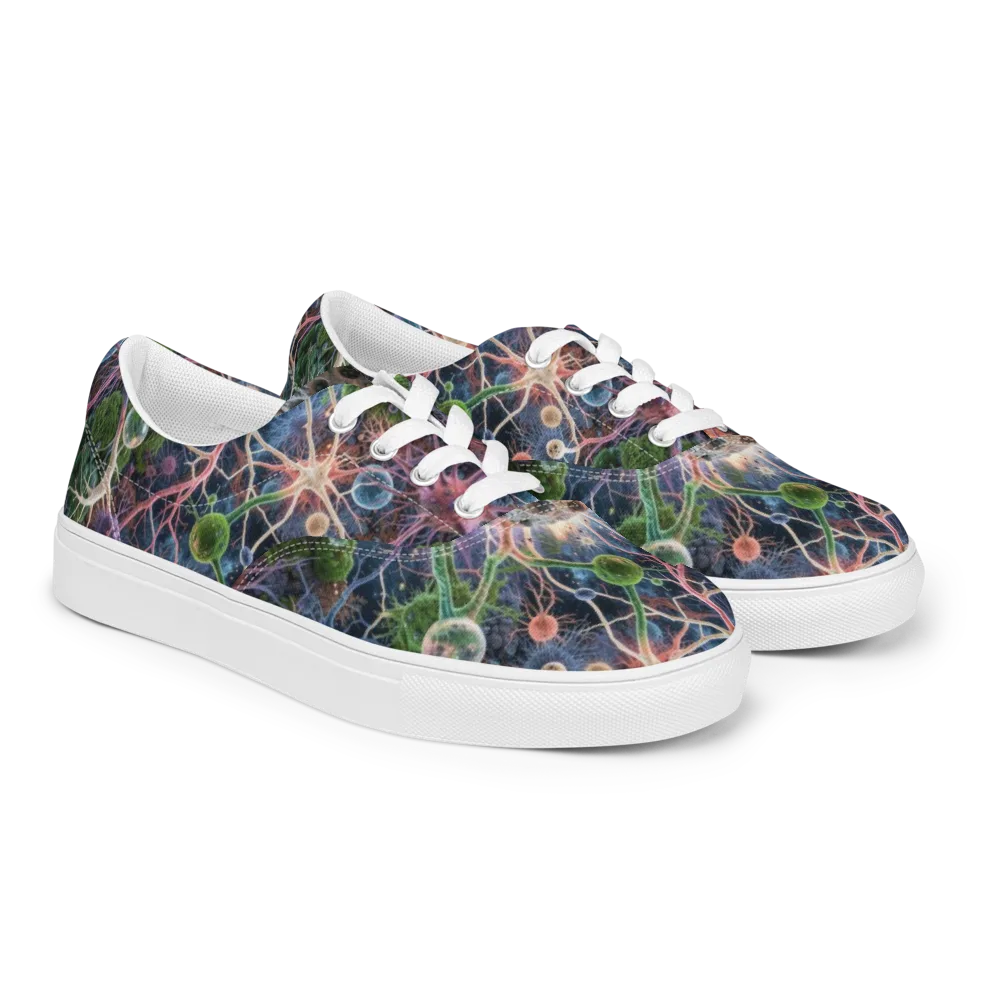 Cellular Cosmos on Men's Lace-Up Canvas Shoes — Right Front