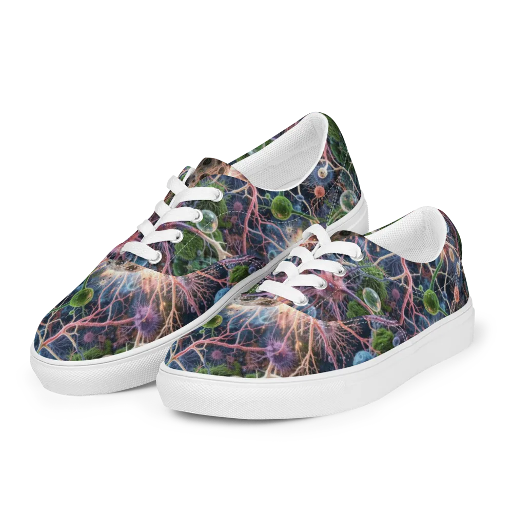 Cellular Cosmos on Men's Lace-Up Canvas Shoes — Left Front
