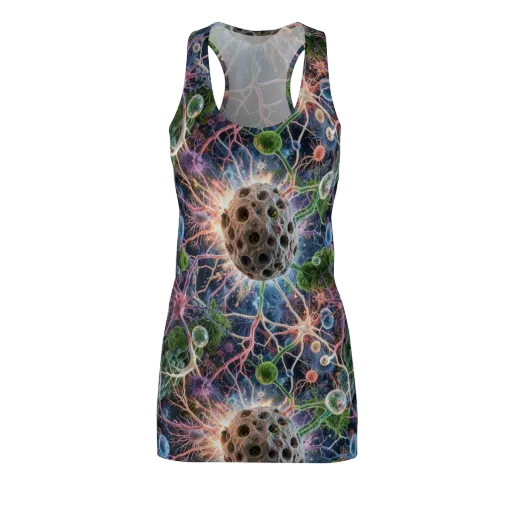 Cellular Cosmos on a Racerback Dress