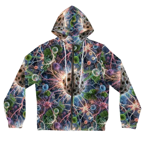 Cellular Cosmos on a Women's Full-Zip Hoodie