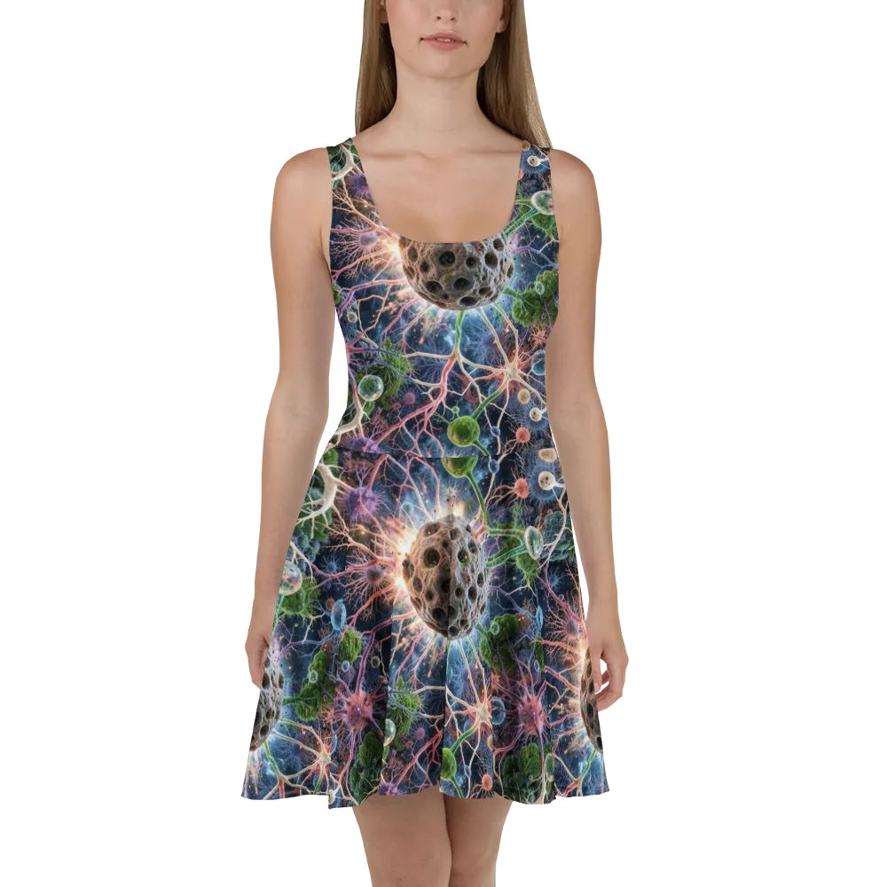 Cellular Cosmos on Skater Dress — Front