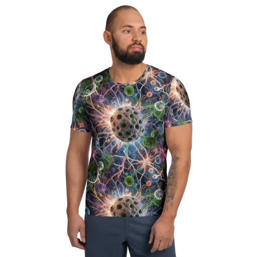 Cellular Cosmos on a Men's Athletic T-Shirt