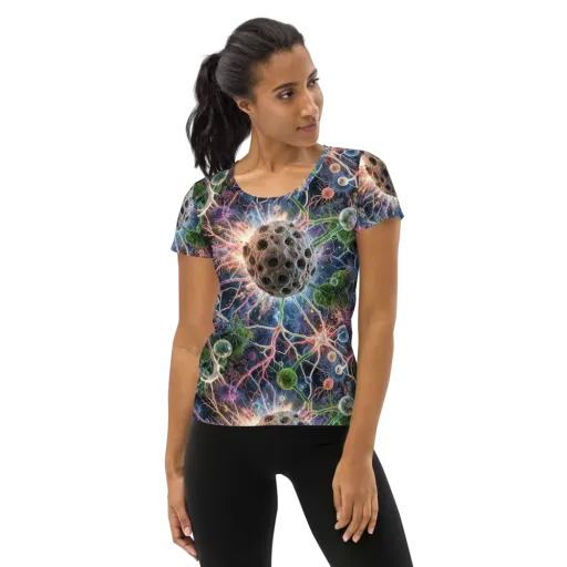 Cellular Cosmos on a Women's Athletic T-Shirt
