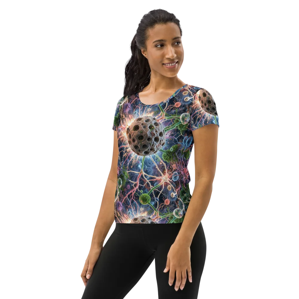 Cellular Cosmos on Women's Athletic T-Shirt — Left