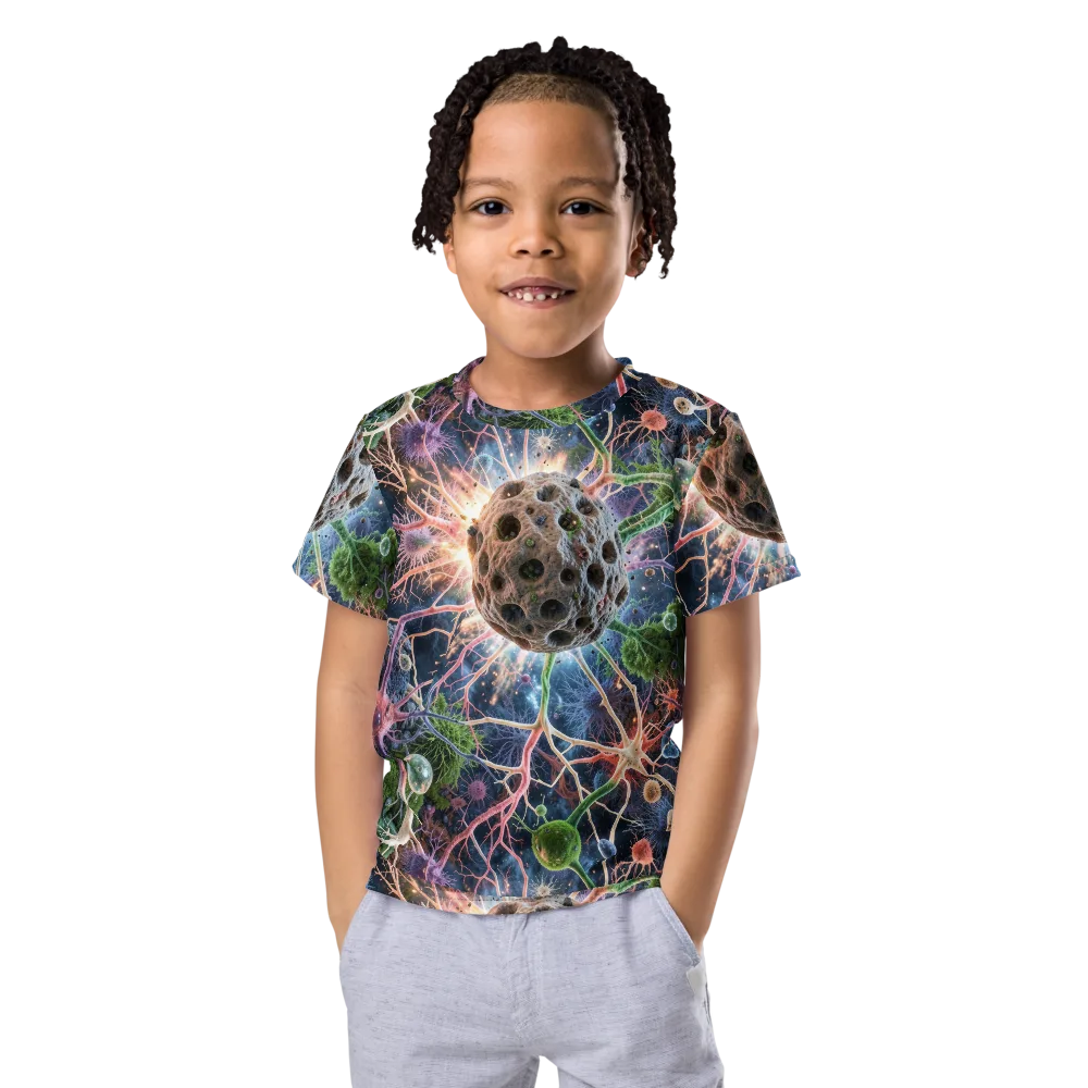 Cellular Cosmos on Kids Crew Neck T-Shirt — Front