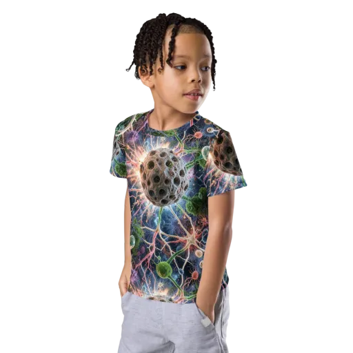Cellular Cosmos on a Kids Crew Neck T-Shirt