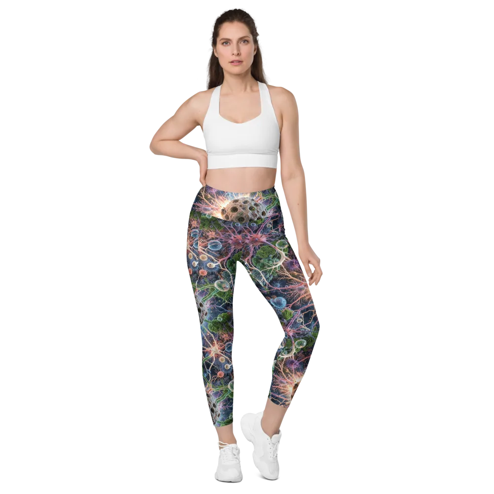 Cellular Cosmos on Leggings with Pockets — Front