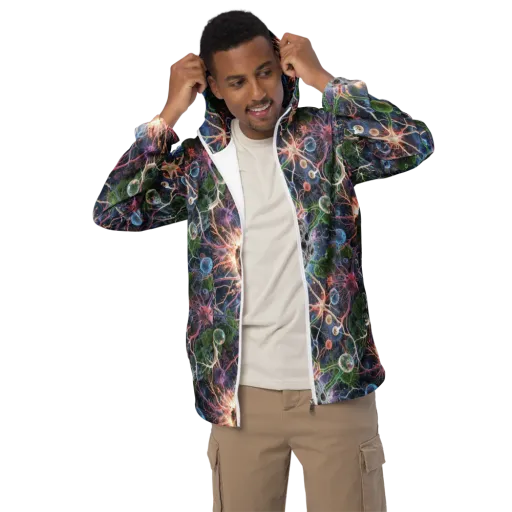Cellular Cosmos on a Men's Windbreaker