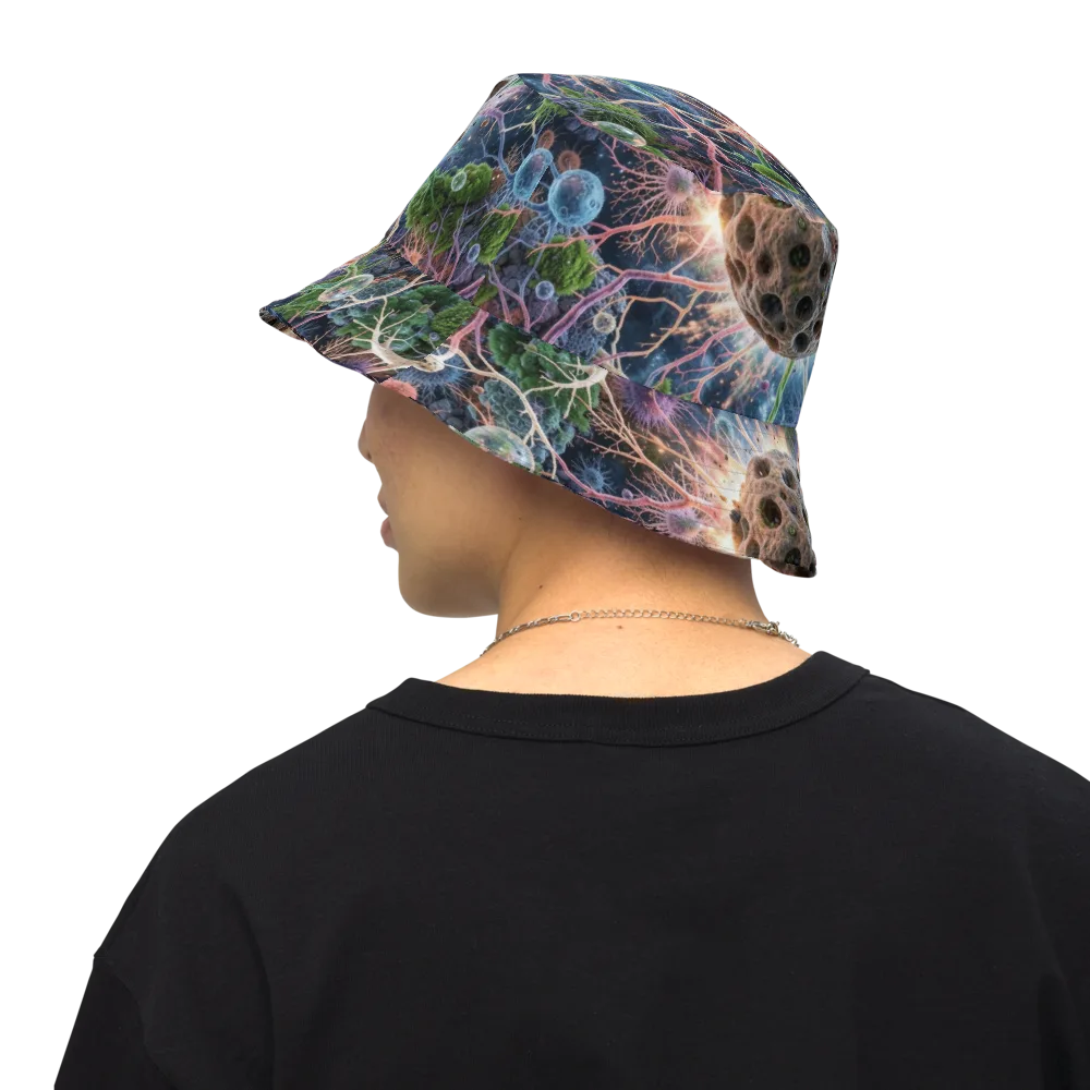 Cellular Cosmos on Reversible Bucket Hat — Back Inside