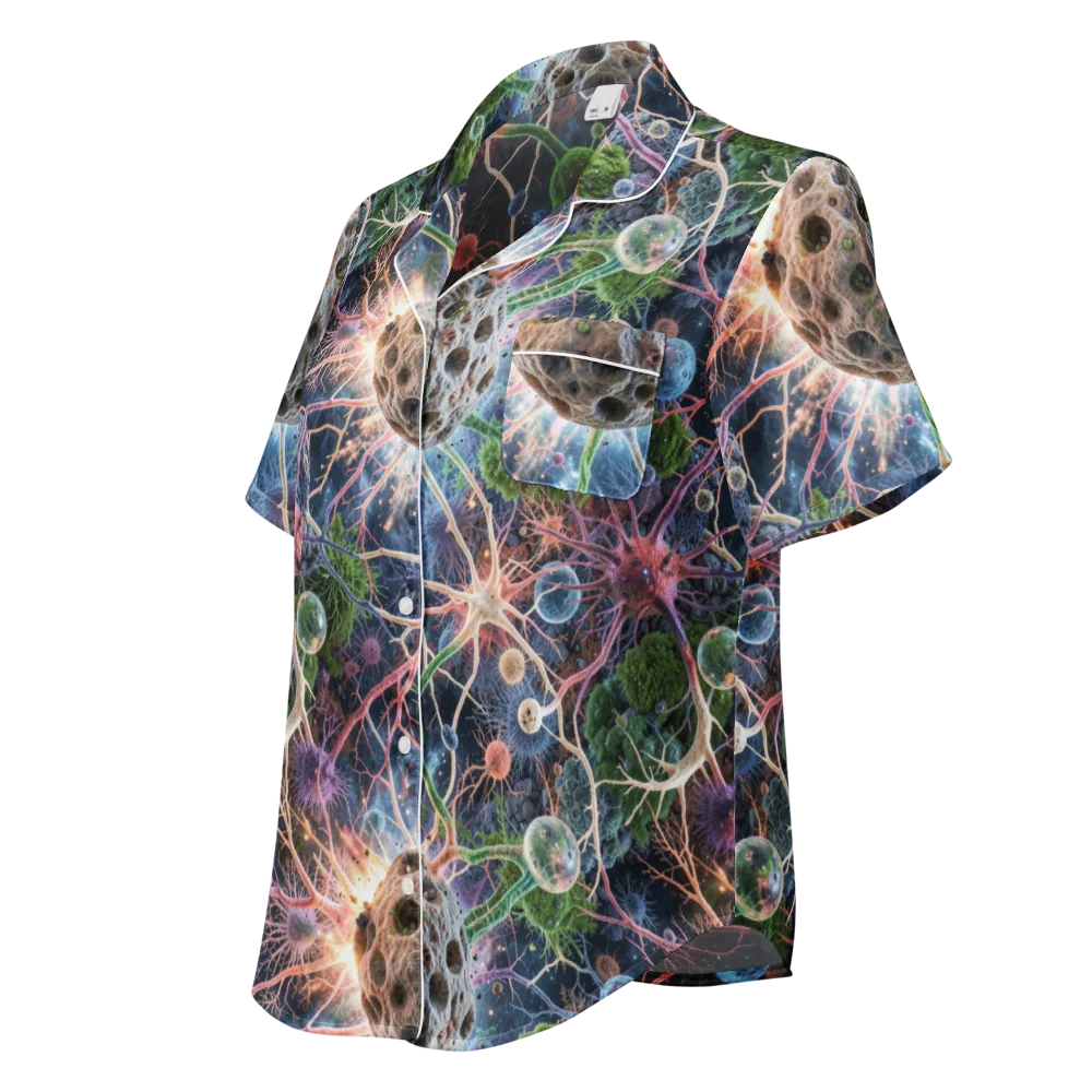 Cellular Cosmos on Women's Short Sleeve Pajama Top — Left Front