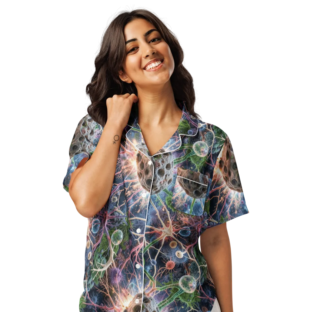 Cellular Cosmos on Women's Short Sleeve Pajama Top — Front