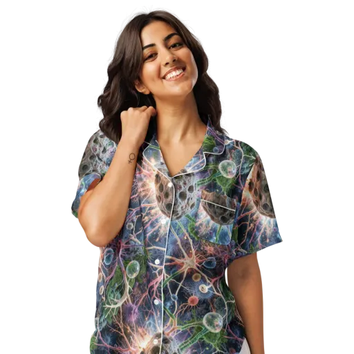 Cellular Cosmos on a Women's Short Sleeve Pajama Top