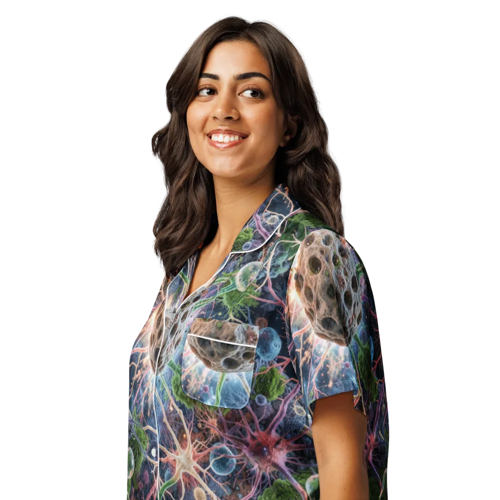 Cellular Cosmos on Women's Short Sleeve Pajama Top — Left Front