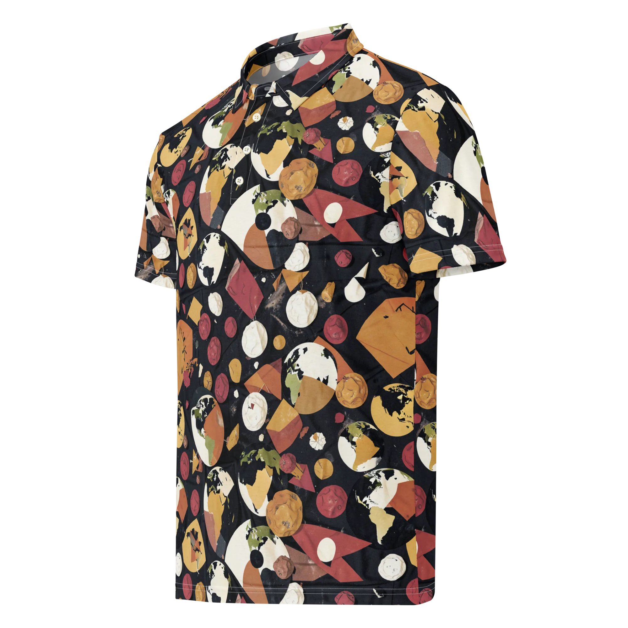 Orbiting Correspondence on Men's Slim Fit Polo Shirt — Left Front