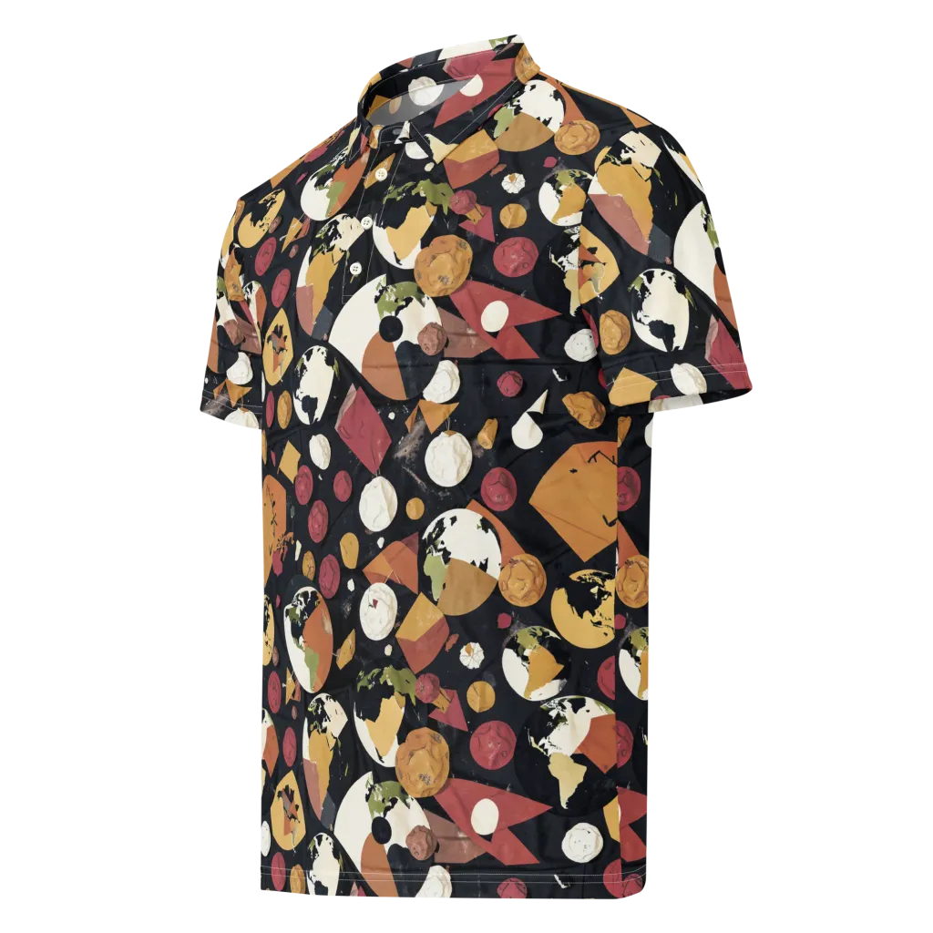 Orbiting Correspondence on Men's Slim Fit Polo Shirt — Left Front