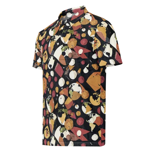 Orbiting Correspondence on a Men's Slim Fit Polo Shirt