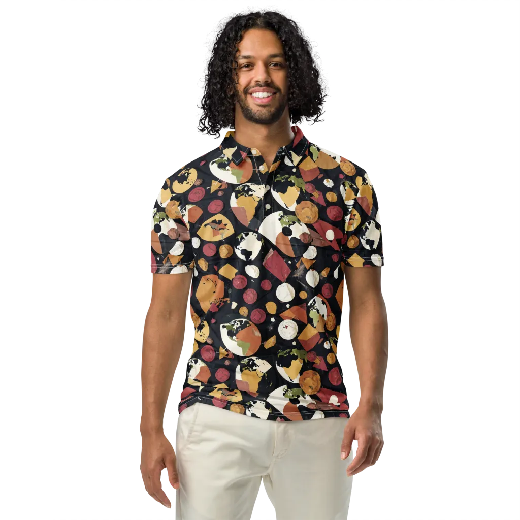 Orbiting Correspondence on Men's Slim Fit Polo Shirt — Front