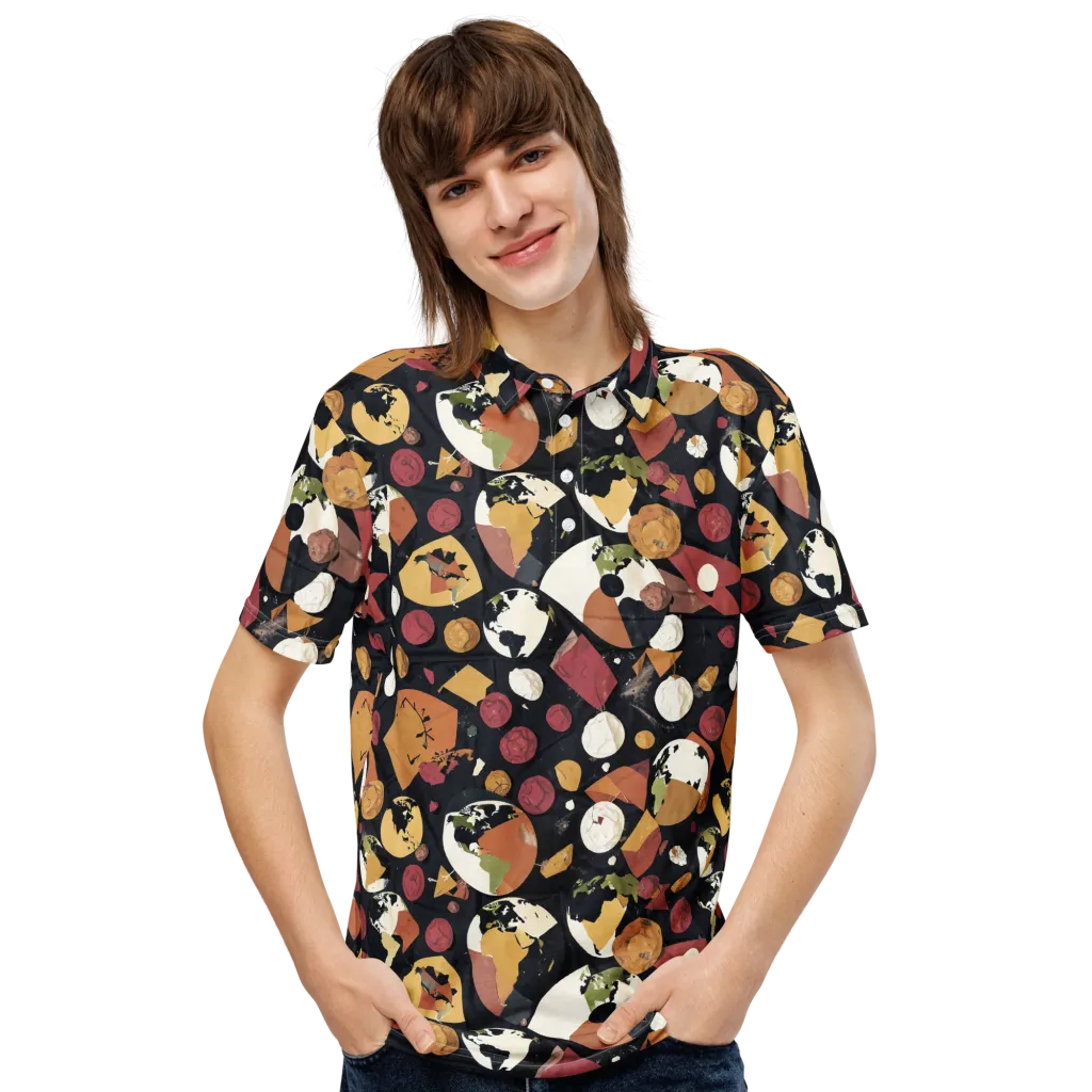 Orbiting Correspondence on Men's Slim Fit Polo Shirt — Front