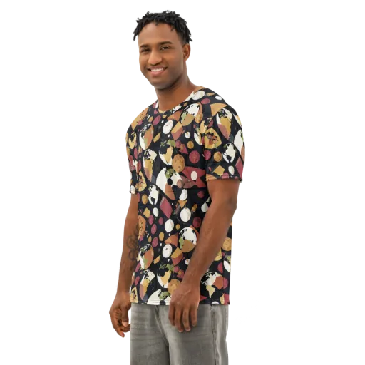 Orbiting Correspondence on a Men's Cotton Crew Neck T-Shirt