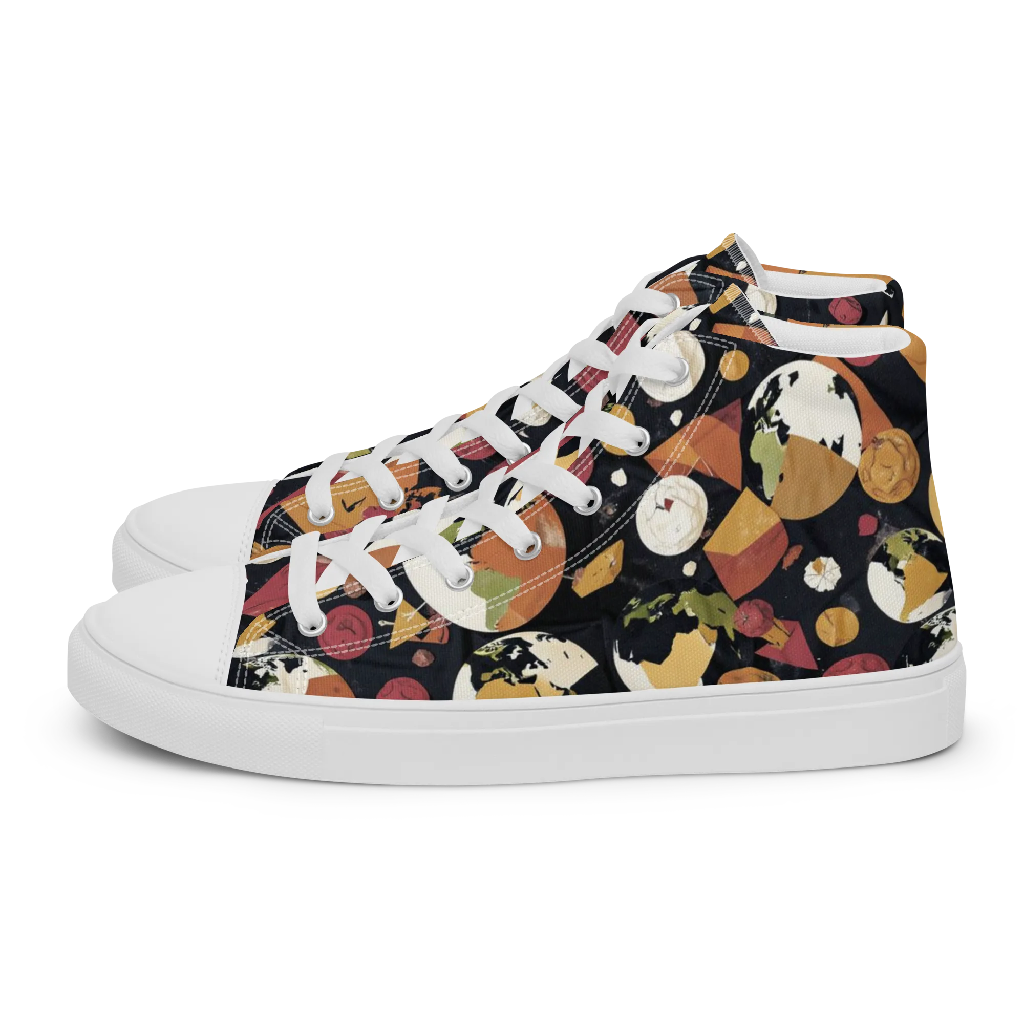 Orbiting Correspondence on Women's High Top Canvas Shoes — Left