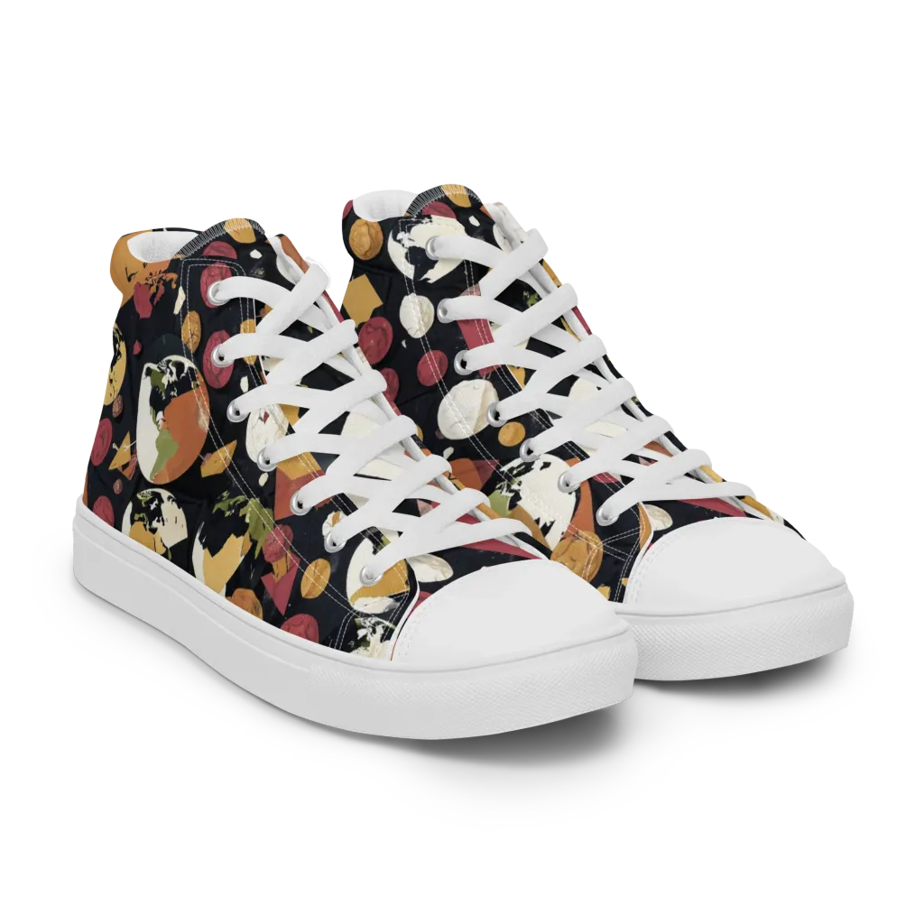Orbiting Correspondence on Women's High Top Canvas Shoes — Right Front