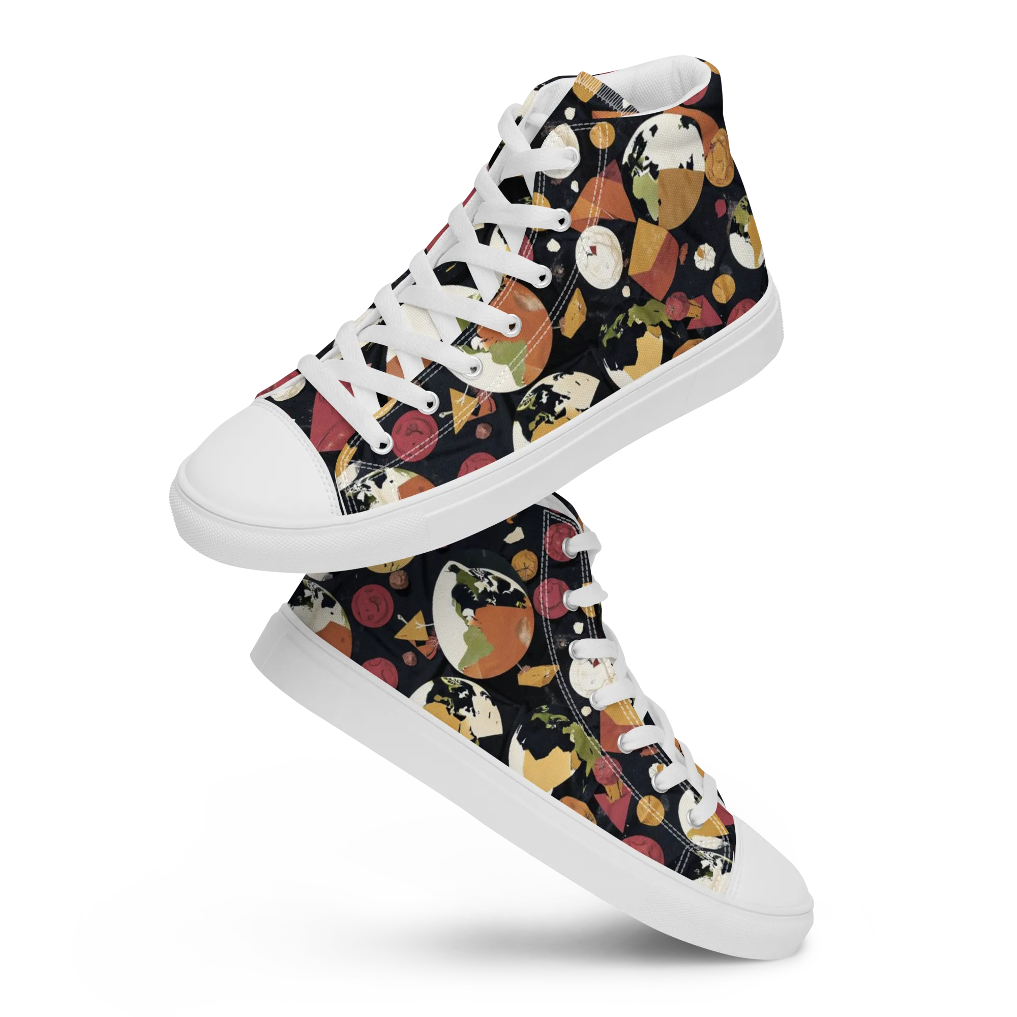 Orbiting Correspondence on Women's High Top Canvas Shoes — Front