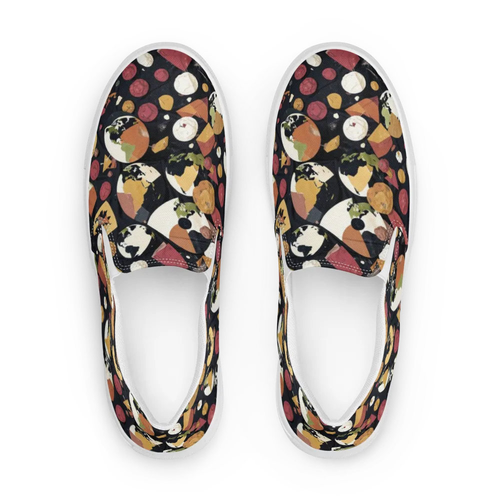 Orbiting Correspondence on Men's Slip-On Canvas Shoes — Front