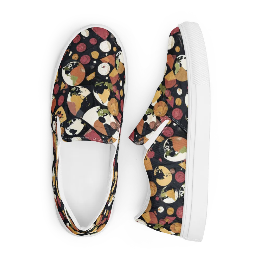Orbiting Correspondence on Men's Slip-On Canvas Shoes — Front