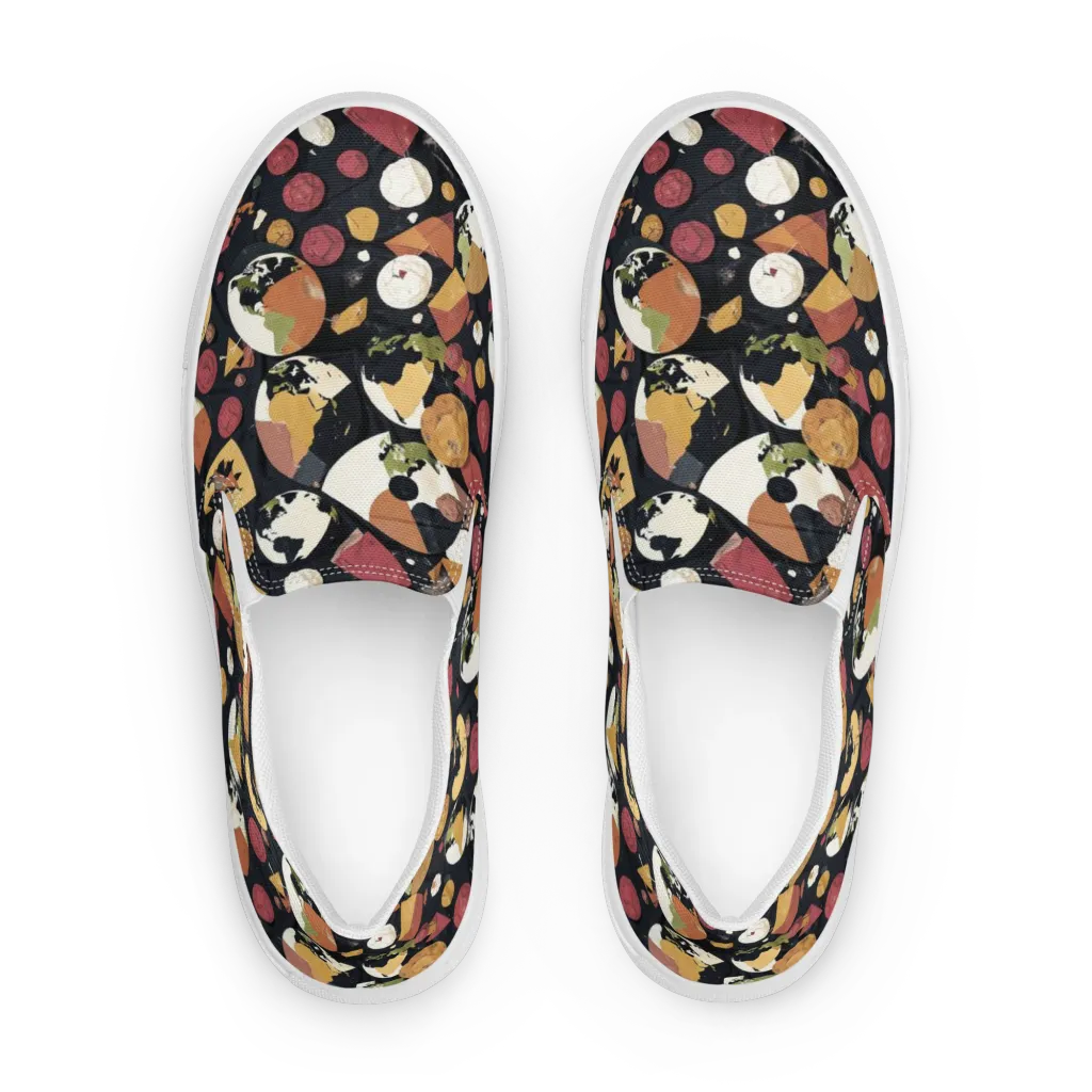 Orbiting Correspondence on Women's Slip-On Canvas Shoes — Front