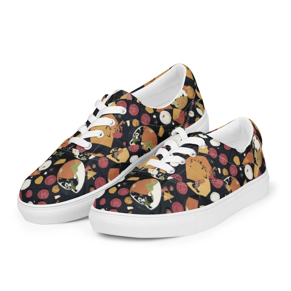 Orbiting Correspondence on Men's Lace-Up Canvas Shoes — Left Front