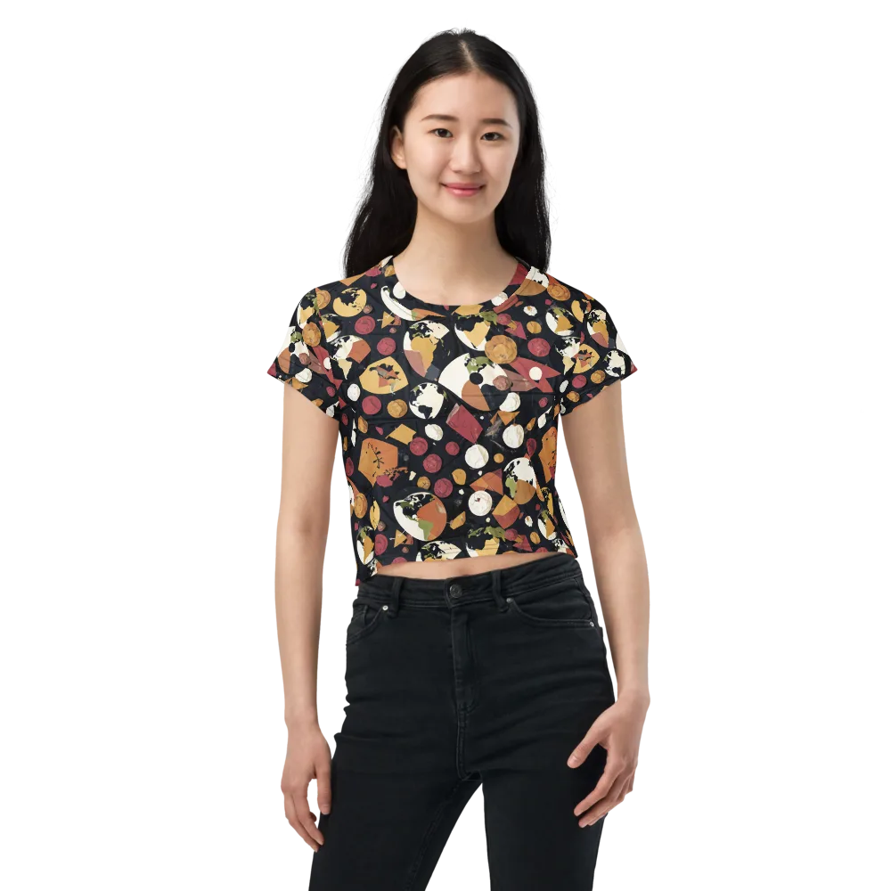 Orbiting Correspondence on Crop Tee — Front