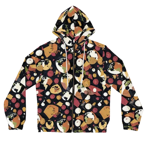 Orbiting Correspondence on a Women's Full-Zip Hoodie