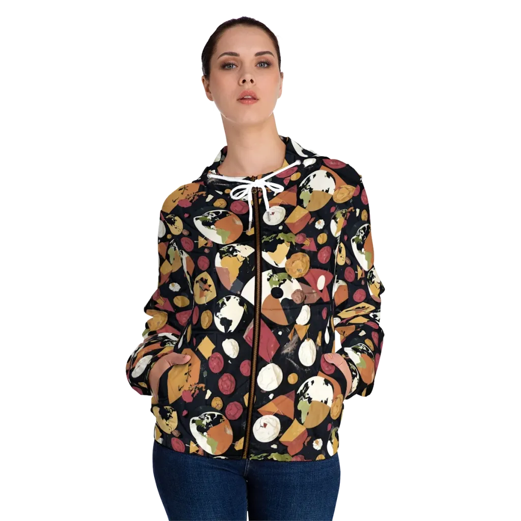 Orbiting Correspondence on Women's Full-Zip Hoodie — Front On Person