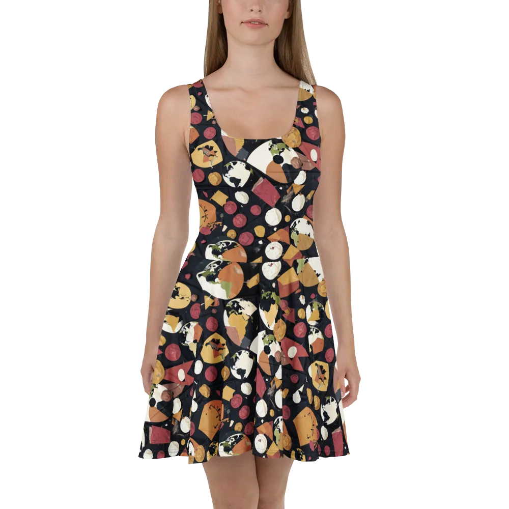 Orbiting Correspondence on Skater Dress — Front