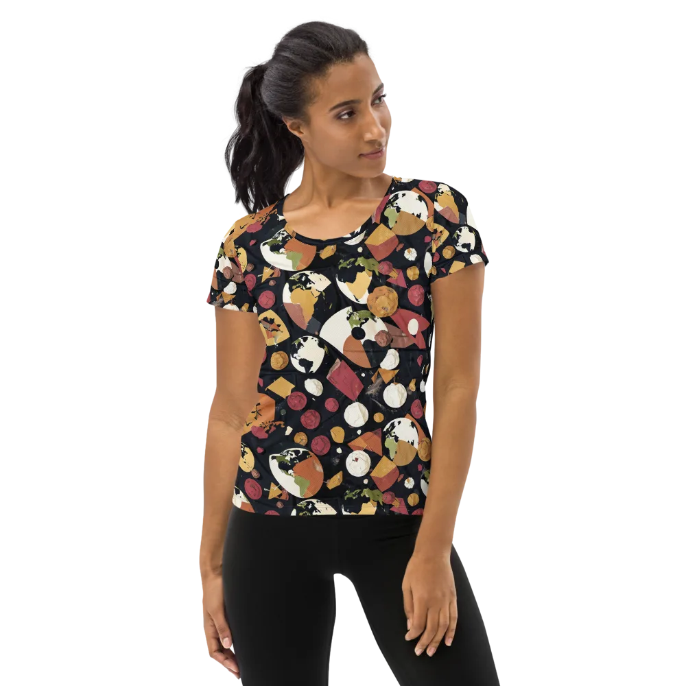 Orbiting Correspondence on Women's Athletic T-Shirt — Front