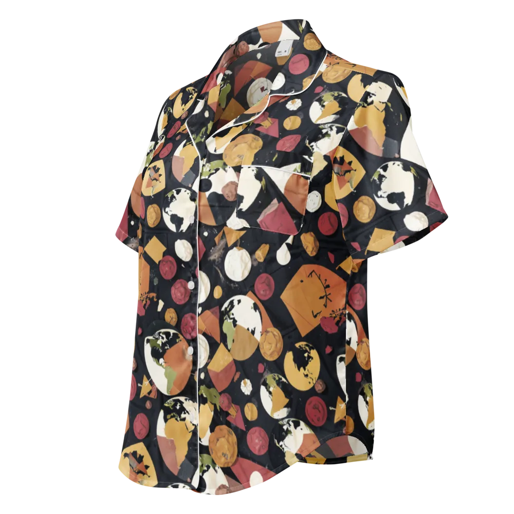 Orbiting Correspondence on Women's Short Sleeve Pajama Top — Left Front