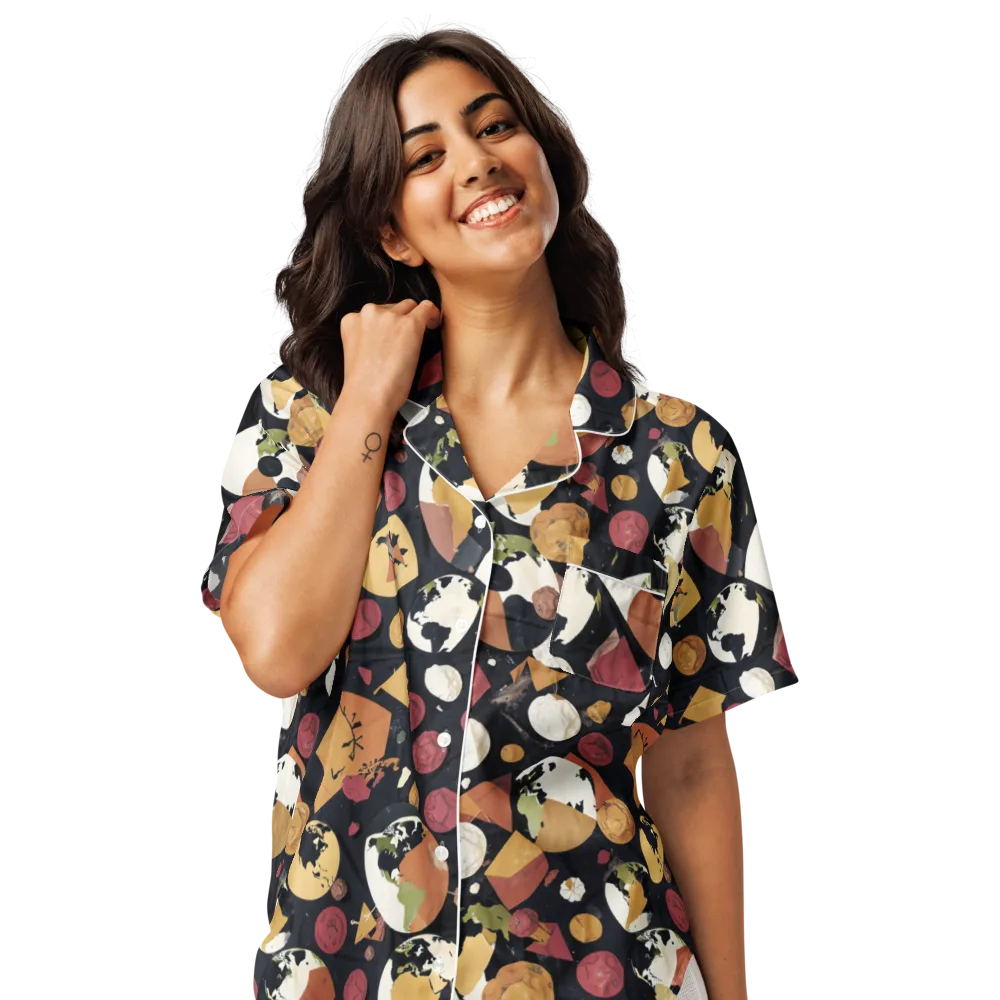 Orbiting Correspondence on Women's Short Sleeve Pajama Top — Front