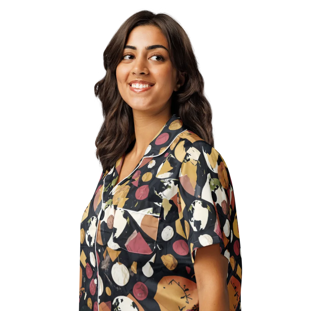Orbiting Correspondence on Women's Short Sleeve Pajama Top — Left Front
