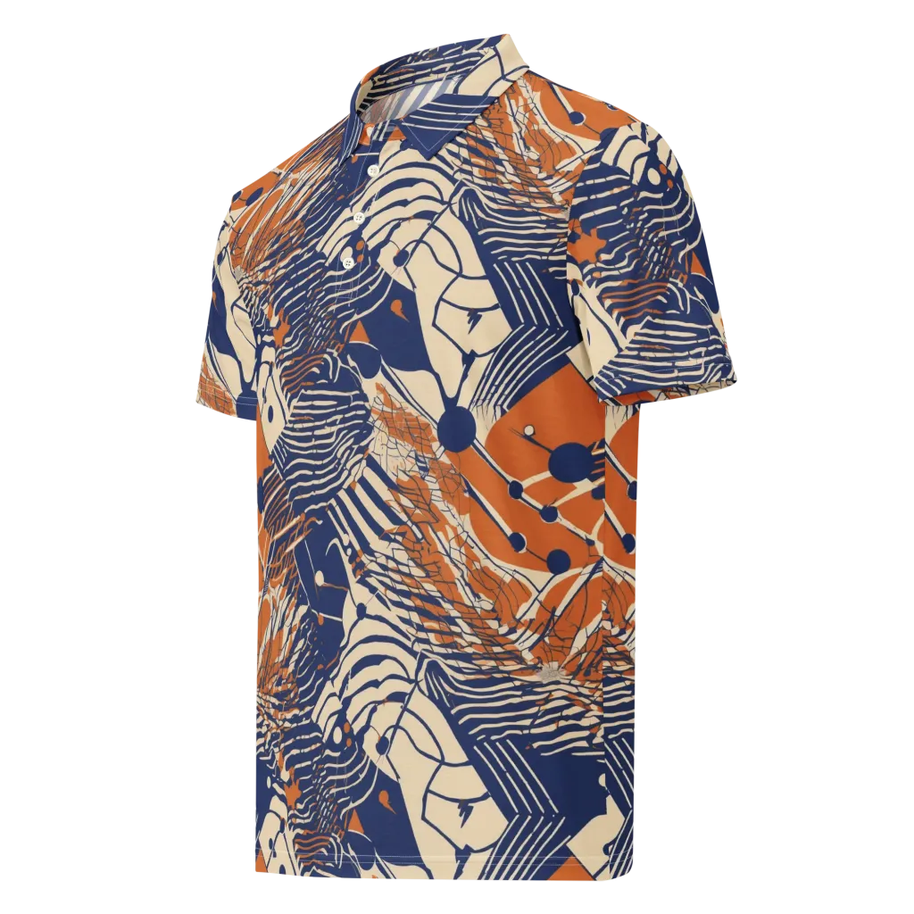 Indigo Tectonics on Men's Slim Fit Polo Shirt — Left Front
