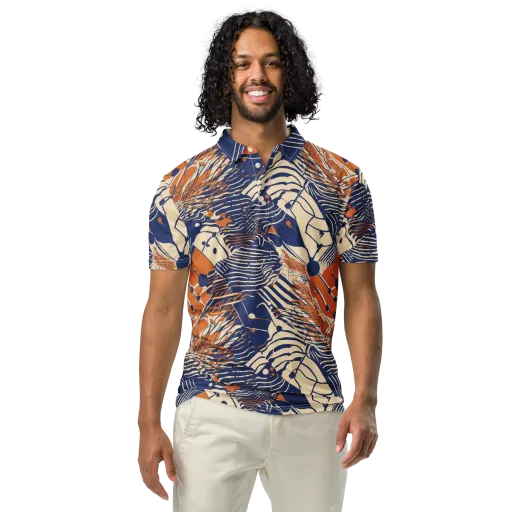 Indigo Tectonics on a Men's Slim Fit Polo Shirt