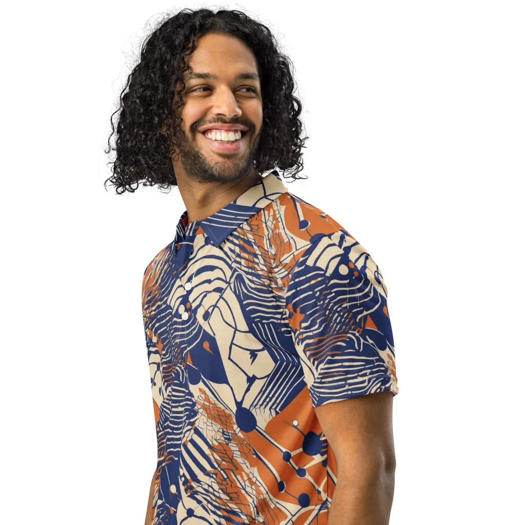 Indigo Tectonics on Men's Slim Fit Polo Shirt — Left Front